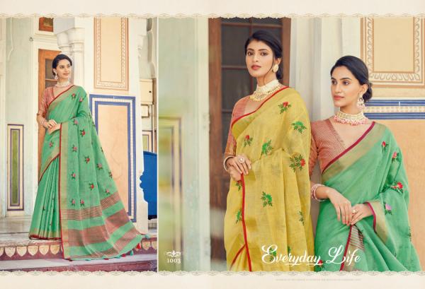 Sangam Sushmita Festive Wear Linen Embroidery Saree Collection